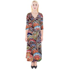 Art Background Bowl Ceramic Color Quarter Sleeve Wrap Maxi Dress by Proyonanggan