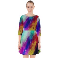 Colorful Abstract Paint Splats Background Smock Dress by Proyonanggan