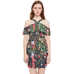 Colorful Abstract Background Shoulder Frill Bodycon Summer Dress by Proyonanggan