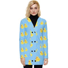 Rubber Duck Pattern Button Up Hooded Coat  by Valentinaart