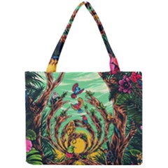 Monkey Tiger Bird Parrot Forest Jungle Style Mini Tote Bag by Grandong