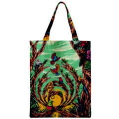 Monkey Tiger Bird Parrot Forest Jungle Style Zipper Classic Tote Bag by Grandong