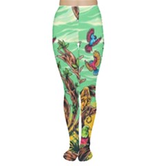 Monkey Tiger Bird Parrot Forest Jungle Style Tights by Grandong
