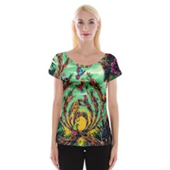 Monkey Tiger Bird Parrot Forest Jungle Style Cap Sleeve Top by Grandong