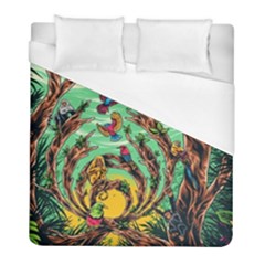 Monkey Tiger Bird Parrot Forest Jungle Style Duvet Cover (full/ Double Size) by Grandong