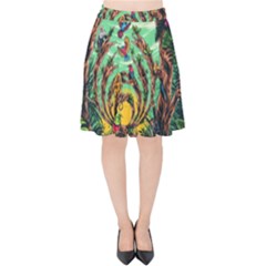 Monkey Tiger Bird Parrot Forest Jungle Style Velvet High Waist Skirt by Grandong