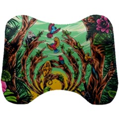 Monkey Tiger Bird Parrot Forest Jungle Style Head Support Cushion by Grandong