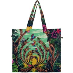 Monkey Tiger Bird Parrot Forest Jungle Style Canvas Travel Bag by Grandong