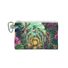 Monkey Tiger Bird Parrot Forest Jungle Style Canvas Cosmetic Bag (small) by Grandong