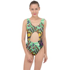 Monkey Tiger Bird Parrot Forest Jungle Style Center Cut Out Swimsuit by Grandong