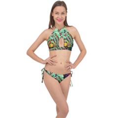 Monkey Tiger Bird Parrot Forest Jungle Style Cross Front Halter Bikini Set by Grandong
