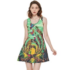 Monkey Tiger Bird Parrot Forest Jungle Style Inside Out Reversible Sleeveless Dress by Grandong
