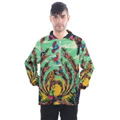 Monkey Tiger Bird Parrot Forest Jungle Style Men s Half Zip Pullover by Grandong