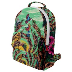 Monkey Tiger Bird Parrot Forest Jungle Style Flap Pocket Backpack (small) by Grandong