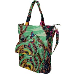 Monkey Tiger Bird Parrot Forest Jungle Style Shoulder Tote Bag by Grandong