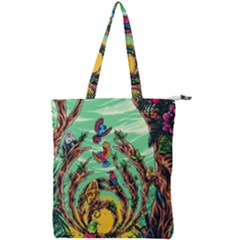 Monkey Tiger Bird Parrot Forest Jungle Style Double Zip Up Tote Bag by Grandong