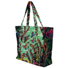 Monkey Tiger Bird Parrot Forest Jungle Style Zip Up Canvas Bag by Grandong