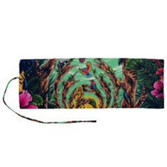 Monkey Tiger Bird Parrot Forest Jungle Style Roll Up Canvas Pencil Holder (m) by Grandong