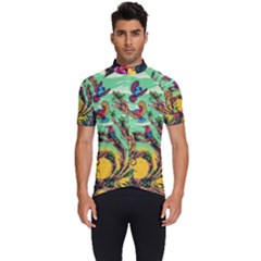 Monkey Tiger Bird Parrot Forest Jungle Style Men s Short Sleeve Cycling Jersey by Grandong