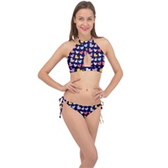 Micro Duck Pattern Cross Front Halter Bikini Set by InPlainSightStyle