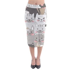 Cute Cats Seamless Pattern Midi Pencil Skirt