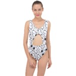 Dog Pattern Center Cut Out Swimsuit