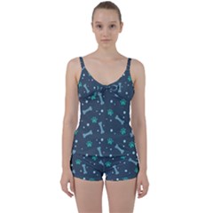 Bons Foot Prints Pattern Background Tie Front Two Piece Tankini by Bangk1t