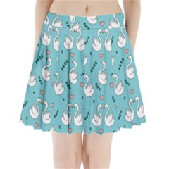 Elegant Swan Pattern Design Pleated Mini Skirt