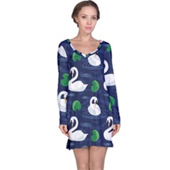 Swan Pattern Elegant Design Long Sleeve Nightdress by Bangk1t
