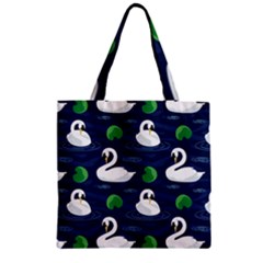 Swan Pattern Elegant Design Zipper Grocery Tote Bag by Bangk1t