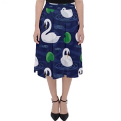 Swan Pattern Elegant Design Classic Midi Skirt