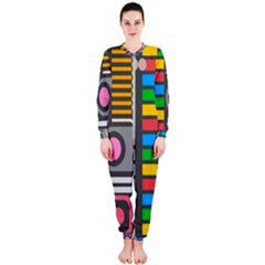 Pattern Geometric Abstract Colorful Arrows Lines Circles Triangles Onepiece Jumpsuit (ladies) by Bangk1t