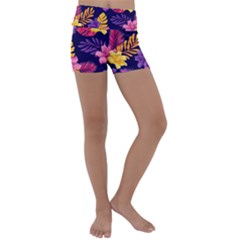 Tropical Pattern Kids  Lightweight Velour Yoga Shorts