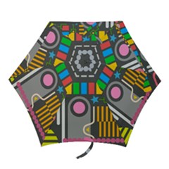 Pattern Geometric Abstract Colorful Arrow Line Circle Triangle Mini Folding Umbrellas