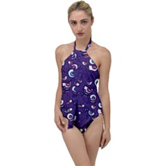 Eye Artwork Decor Eyes Pattern Purple Form Backgrounds Illustration Go With The Flow One Piece Swimsuit