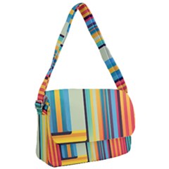 Colorful Rainbow Striped Pattern Stripes Background Courier Bag by Bangk1t