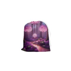 Trees Forest Landscape Nature Neon Drawstring Pouch (xs) by Bangk1t