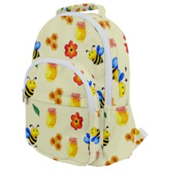 Seamless Background Honey Bee Wallpaper Texture Rounded Multi Pocket Backpack by Bangk1t