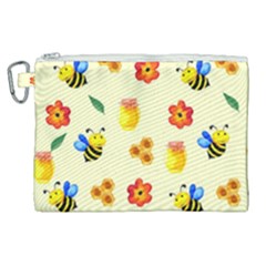 Seamless Background Honey Bee Wallpaper Texture Canvas Cosmetic Bag (xl)