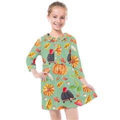 Autumn Seamless Background Leaves Wallpaper Texture Kids  Quarter Sleeve Shirt Dress