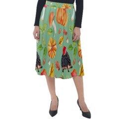 Autumn Seamless Background Leaves Wallpaper Texture Classic Velour Midi Skirt 
