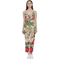 Strawberry Fruit V-neck Camisole Jumpsuit by Amaryn4rt