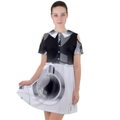 Washing Machines Home Electronic Short Sleeve Shoulder Cut Out Dress 