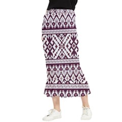 Illustration Ukrainian Folk Seamless Pattern Ornament Maxi Fishtail Chiffon Skirt