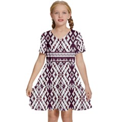 Illustration Ukrainian Folk Seamless Pattern Ornament Kids  Short Sleeve Tiered Mini Dress