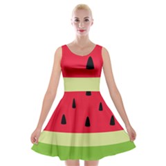 Watermelon Fruit Food Healthy Vitamins Nutrition Velvet Skater Dress by pakminggu