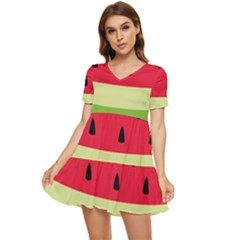 Watermelon Fruit Food Healthy Vitamins Nutrition Tiered Short Sleeve Babydoll Dress by pakminggu