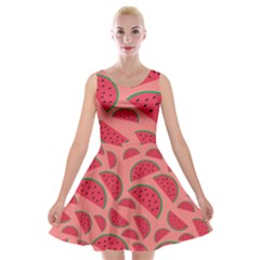 Watermelon Red Food Fruit Healthy Summer Fresh Velvet Skater Dress by pakminggu