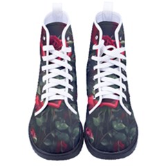 Rose Flower Plant Red Men s High-top Canvas Sneakers by Ravend