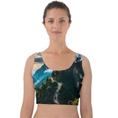 Nature Mountain Valley Velvet Crop Top by Ravend